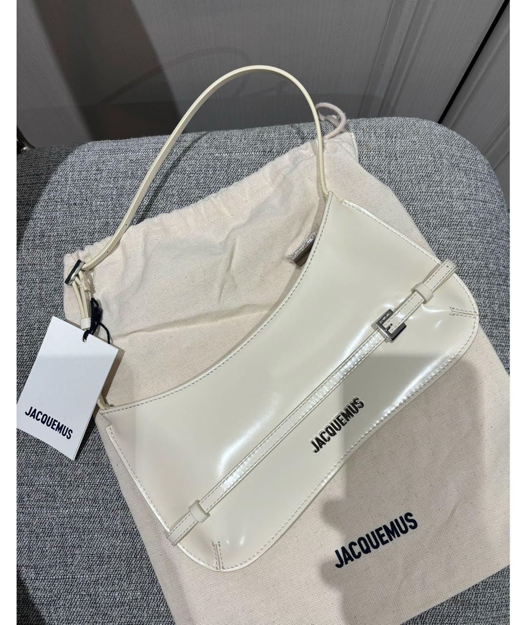 JACQUEMUS Бежевая кожаная сумка с короткими ручками, фото 2