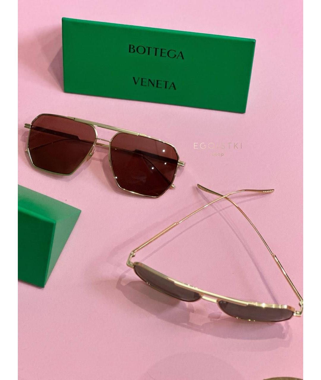 BOTTEGA VENETA Золотые пластиковые солнцезащитные очки, фото 3