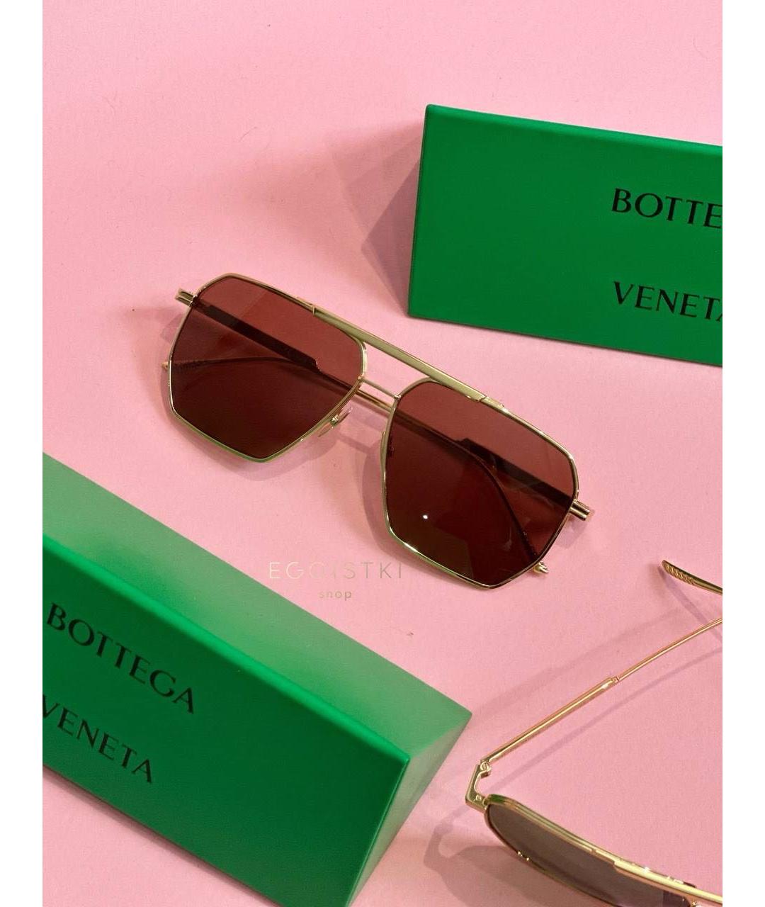 BOTTEGA VENETA Золотые пластиковые солнцезащитные очки, фото 2