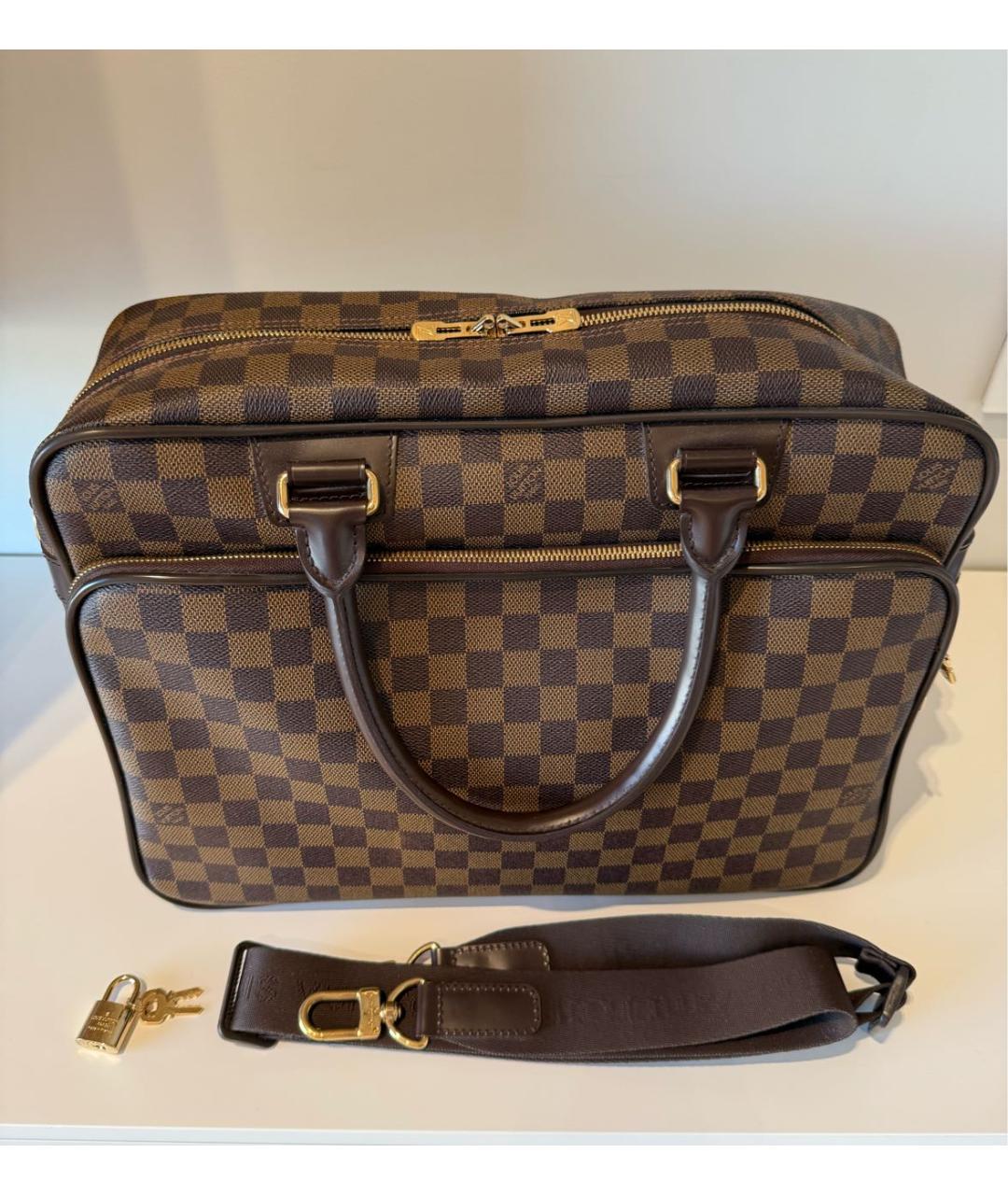 LOUIS VUITTON Коричневый кожаный портфель, фото 5