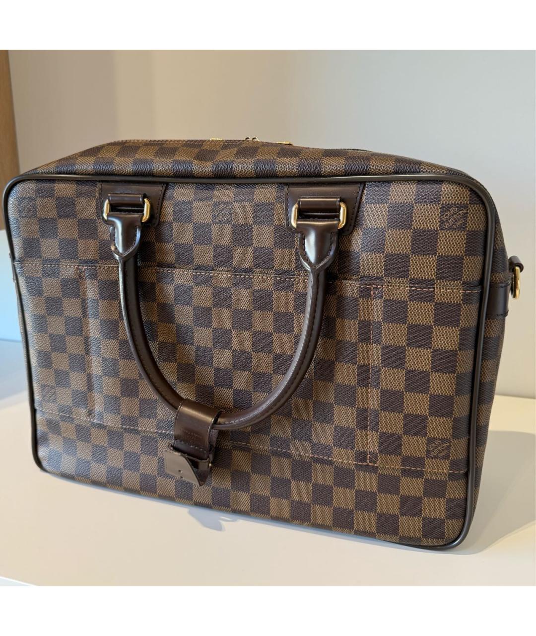 LOUIS VUITTON Коричневый кожаный портфель, фото 4