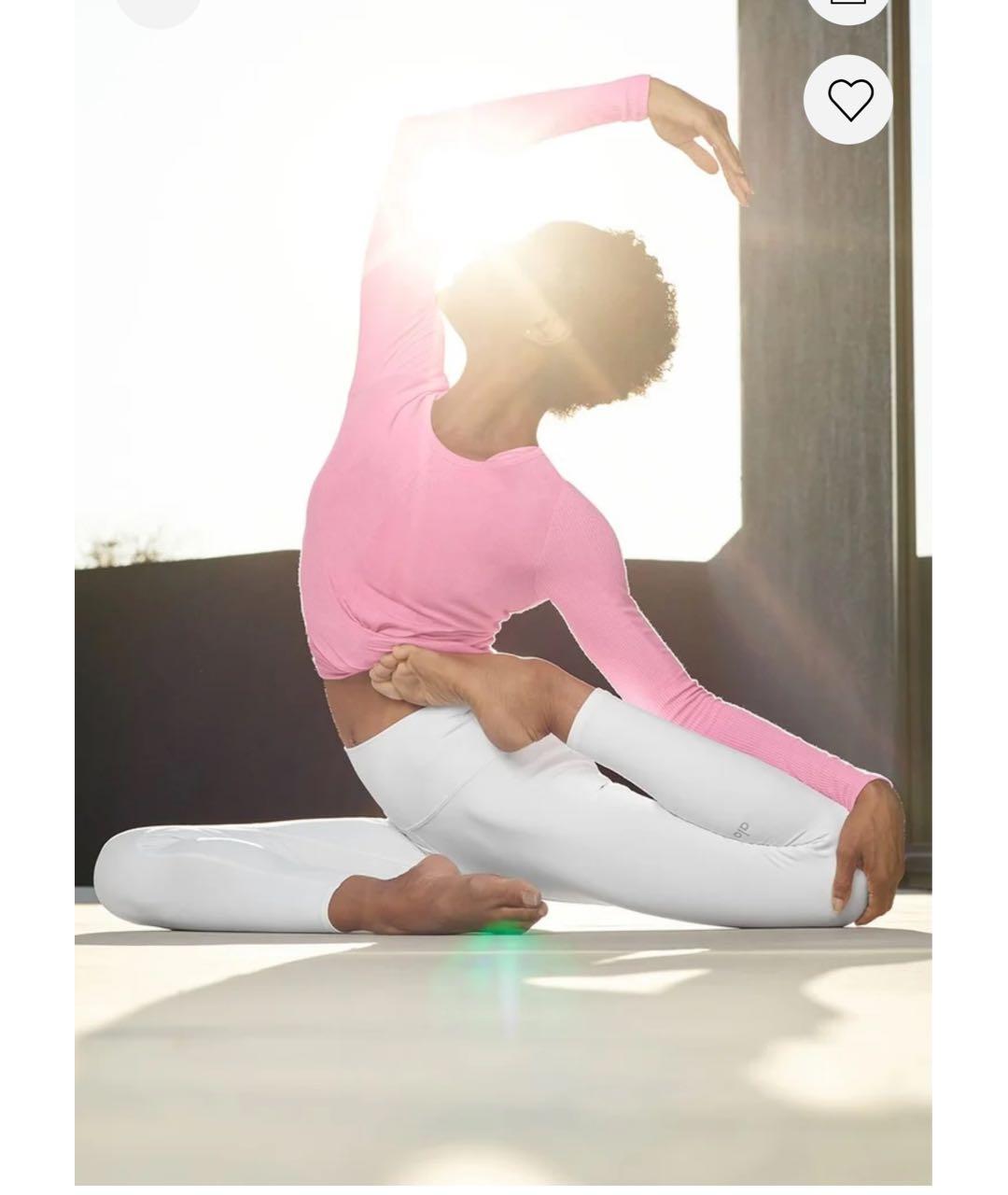 ALO YOGA Белые полиэстеровые леггинсы и велосипедки, фото 4