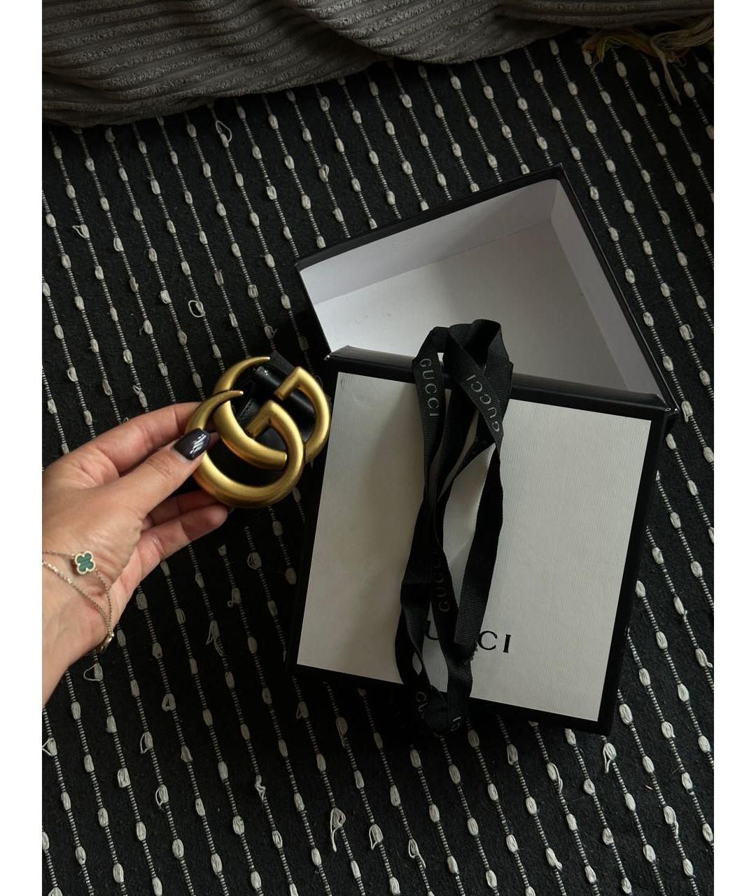 GUCCI Черный ремень из искусственной кожи, фото 5