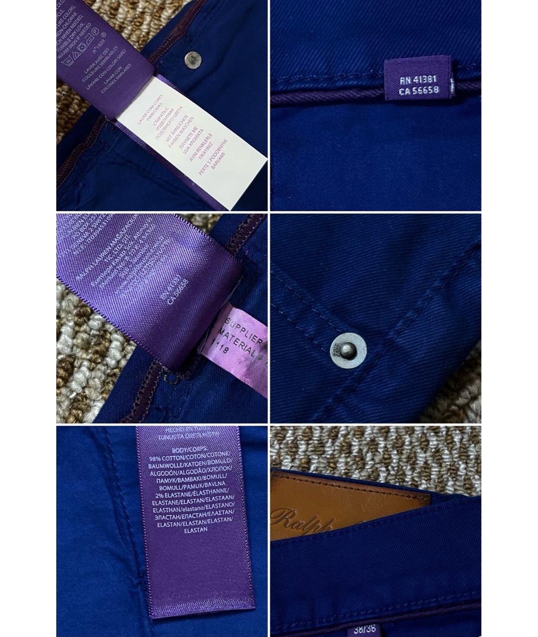 RALPH LAUREN Синие хлопко-эластановые джинсы, фото 6
