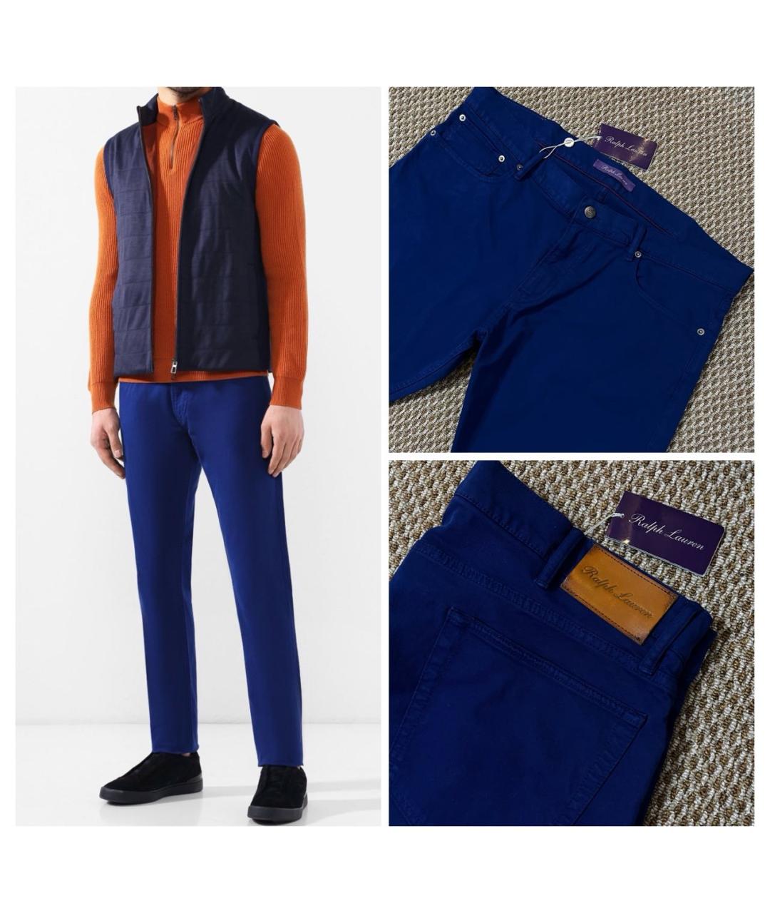 RALPH LAUREN Синие хлопко-эластановые джинсы, фото 2
