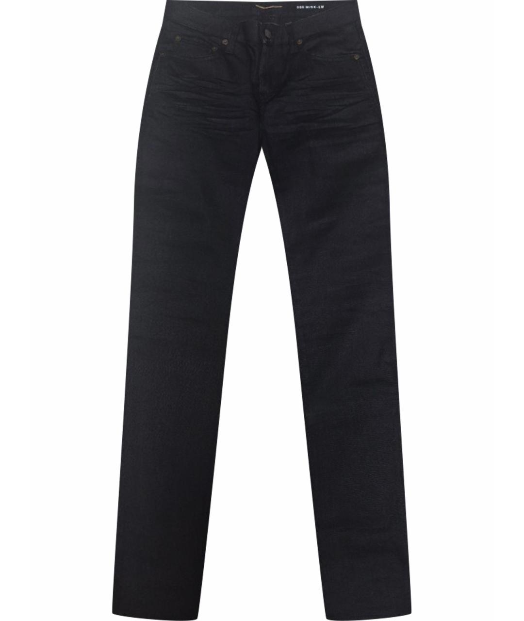 SAINT LAURENT Черные хлопко-эластановые джинсы слим, фото 1