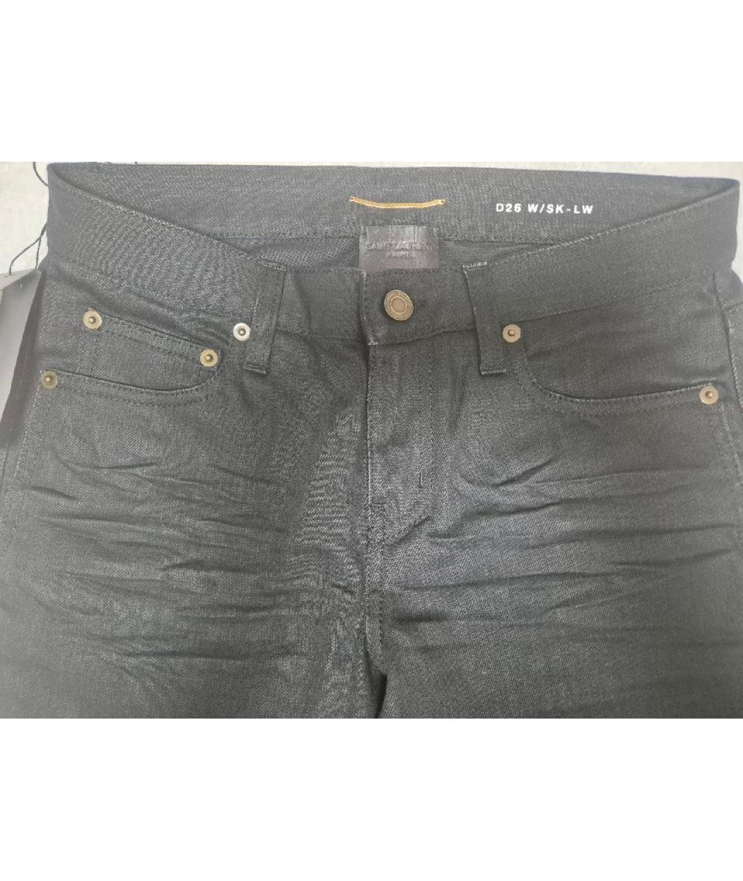 SAINT LAURENT Черные хлопко-эластановые джинсы слим, фото 4