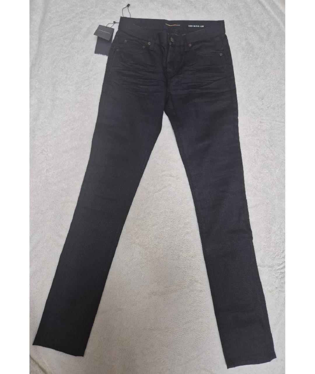 SAINT LAURENT Черные хлопко-эластановые джинсы слим, фото 10