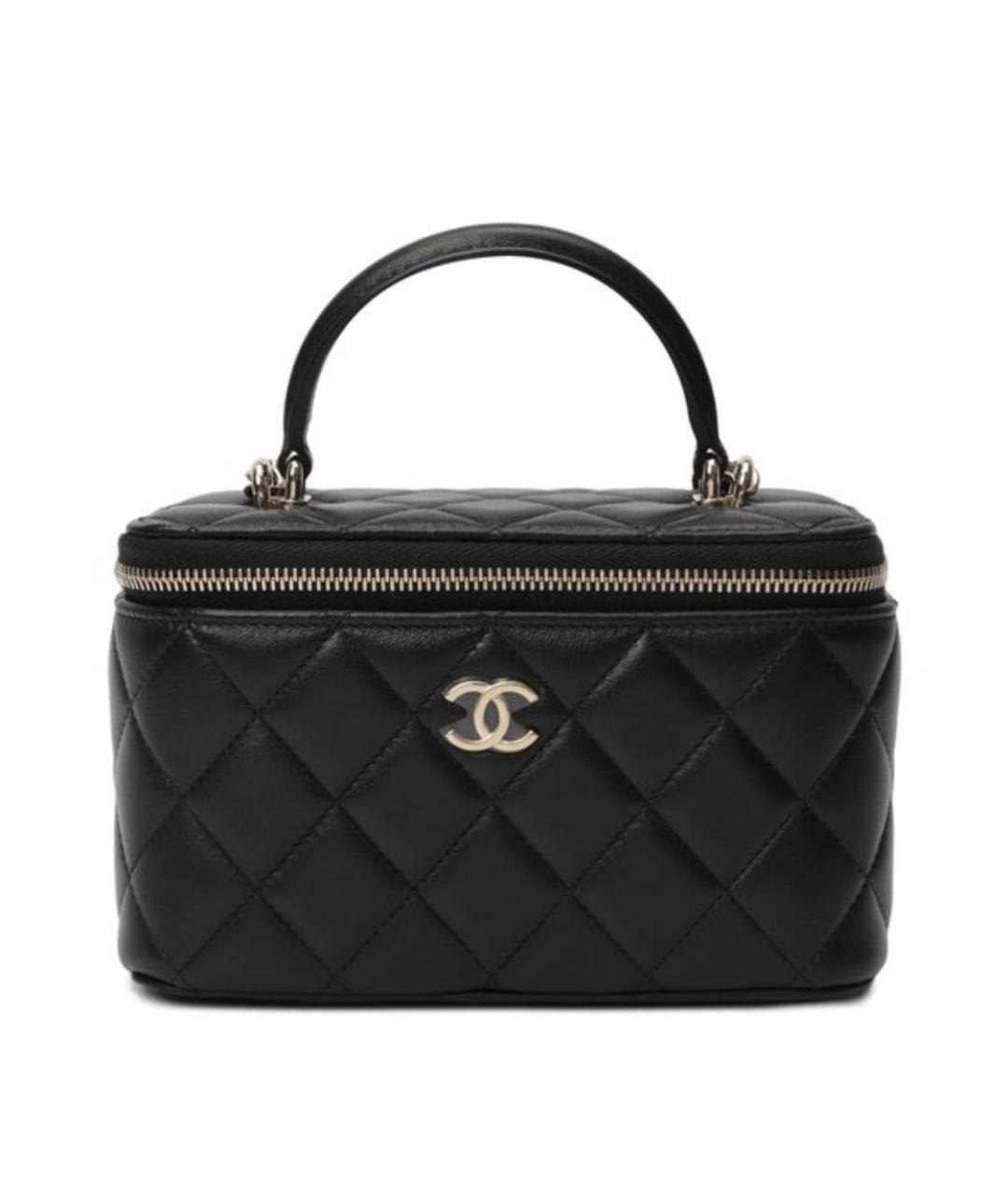 CHANEL Черная кожаная сумка с короткими ручками, фото 1