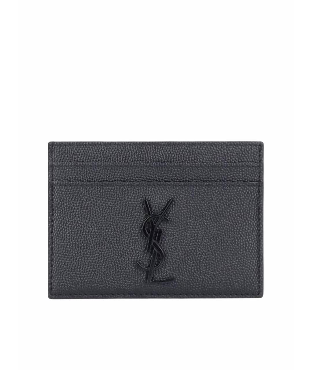 SAINT LAURENT Серый кожаный кардхолдер, фото 1