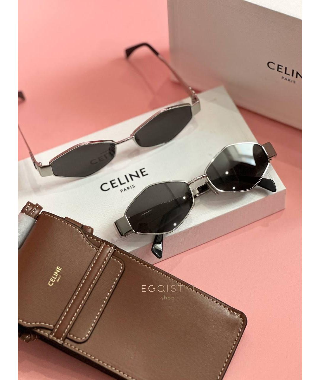 CELINE Серебряные металлические солнцезащитные очки, фото 2