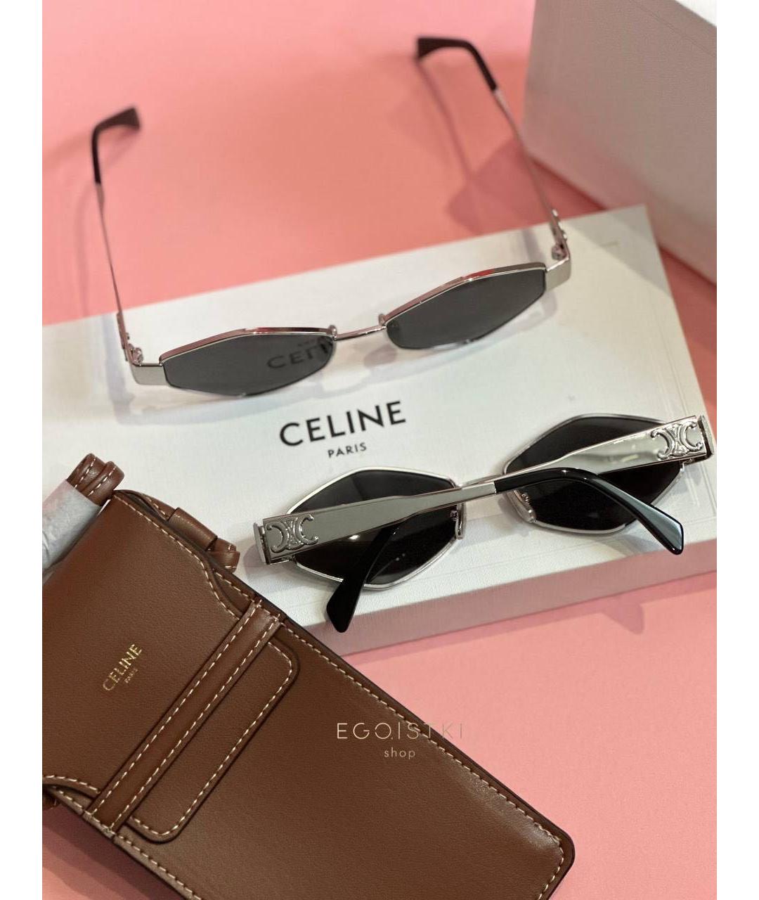 CELINE Серебряные металлические солнцезащитные очки, фото 3