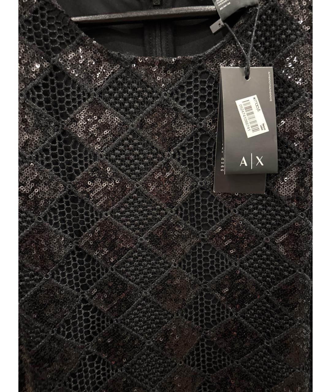 ARMANI EXCHANGE Черное хлопковое коктейльное платье, фото 3