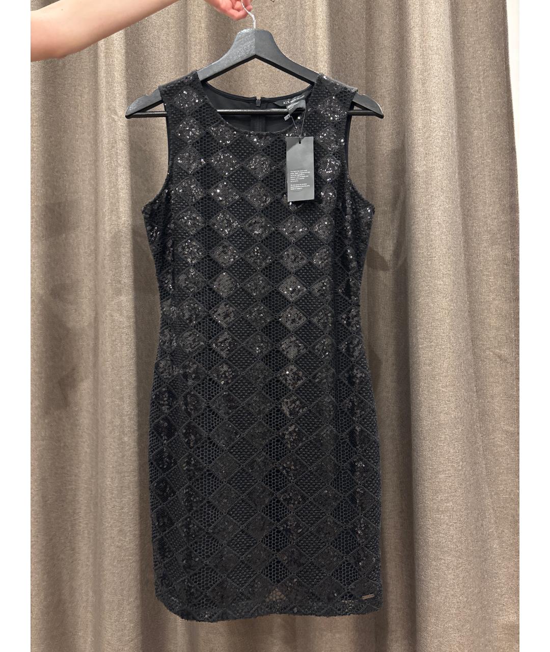 ARMANI EXCHANGE Черное хлопковое коктейльное платье, фото 4
