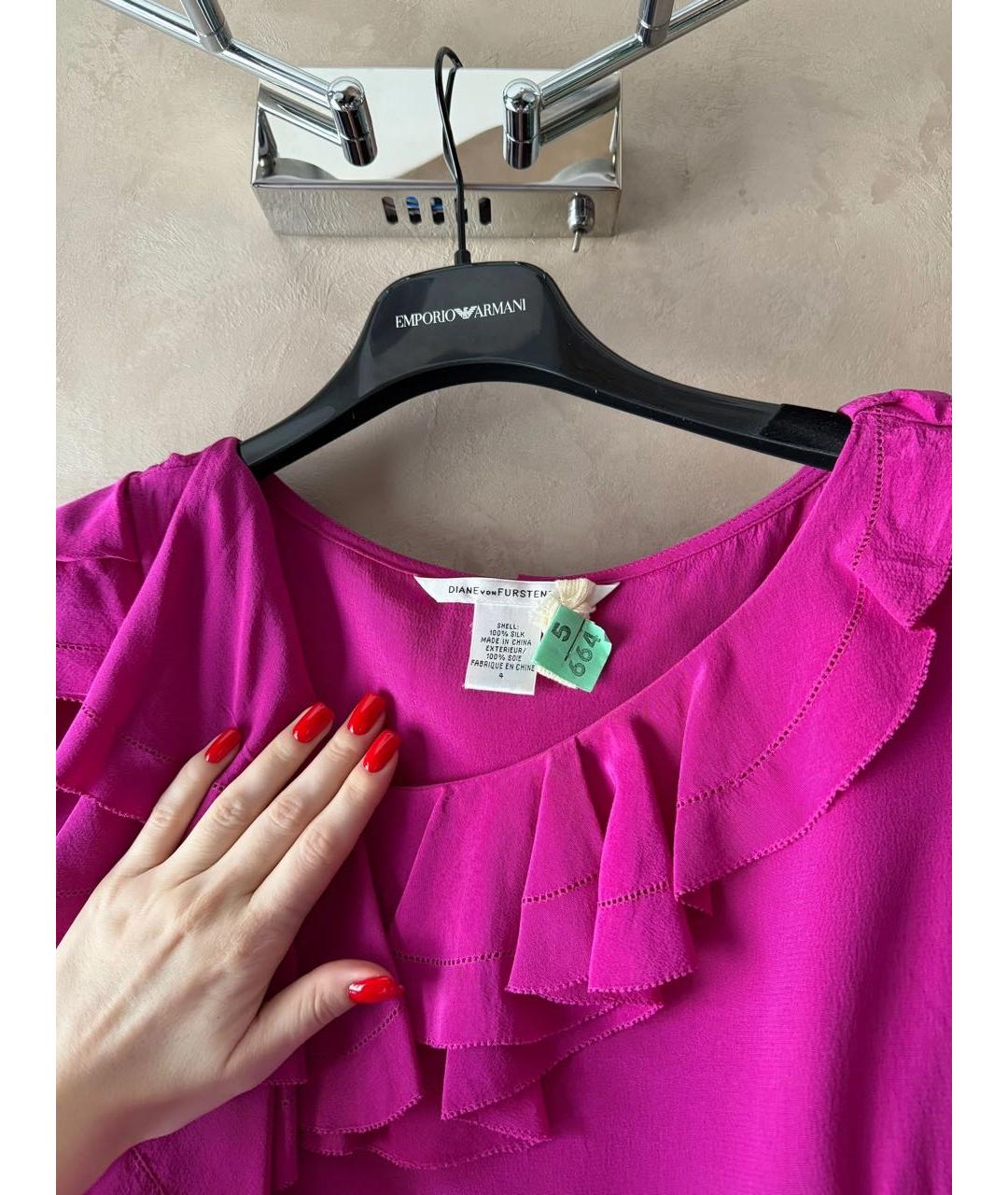 DIANE VON FURSTENBERG Фуксия шелковое коктейльное платье, фото 3