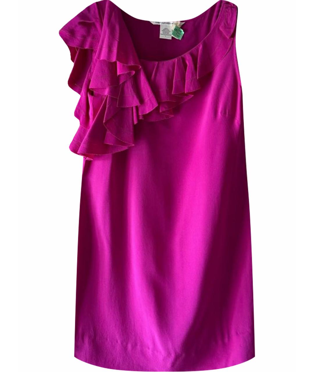 DIANE VON FURSTENBERG Фуксия шелковое коктейльное платье, фото 1