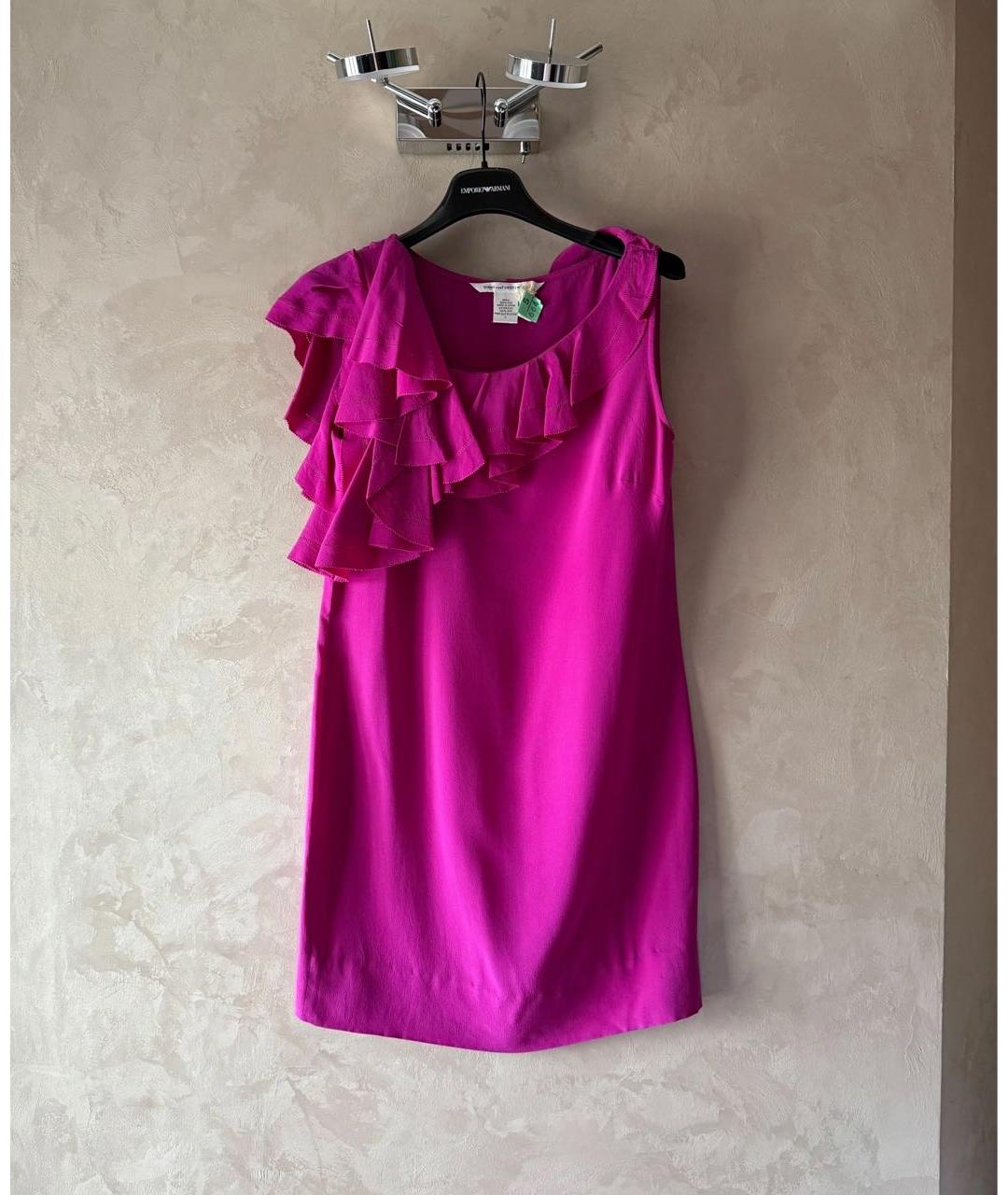 DIANE VON FURSTENBERG Фуксия шелковое коктейльное платье, фото 8