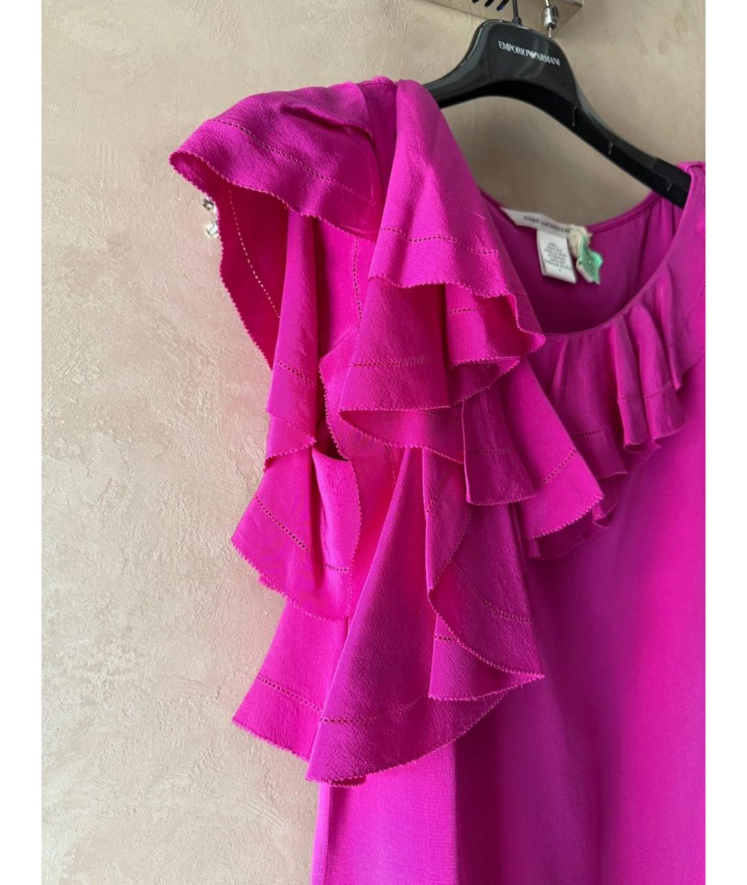 DIANE VON FURSTENBERG Фуксия шелковое коктейльное платье, фото 4