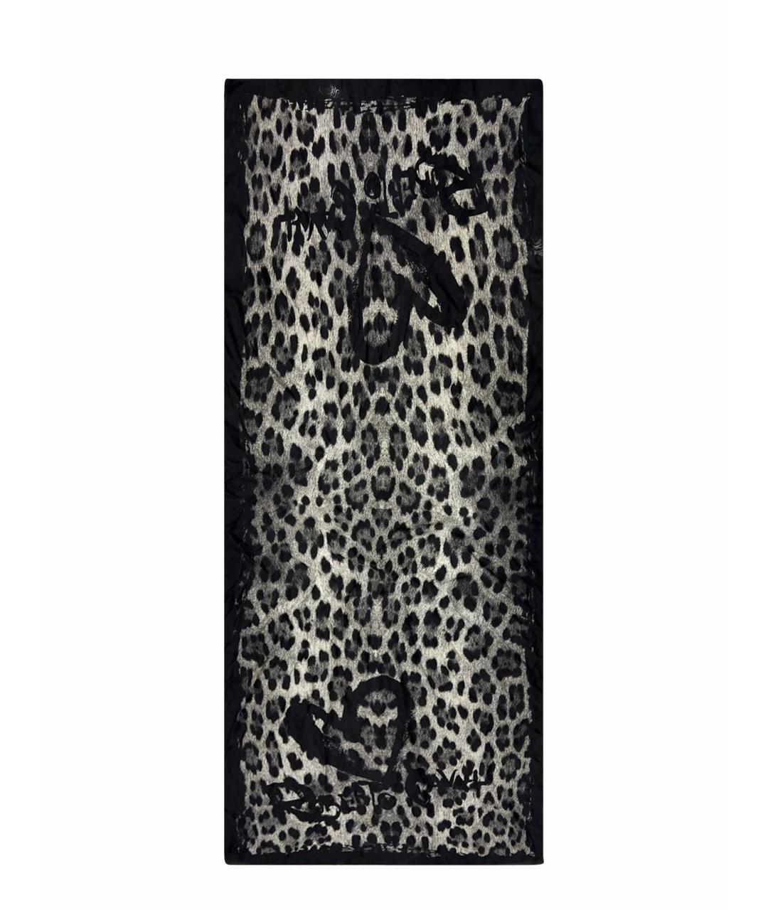 ROBERTO CAVALLI Антрацитовый шелковый шарф, фото 1