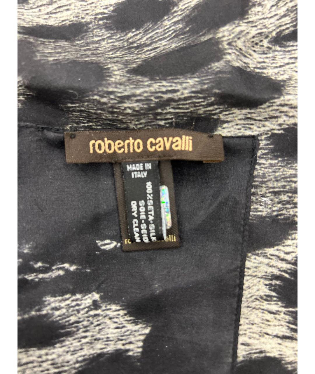 ROBERTO CAVALLI Антрацитовый шелковый шарф, фото 3