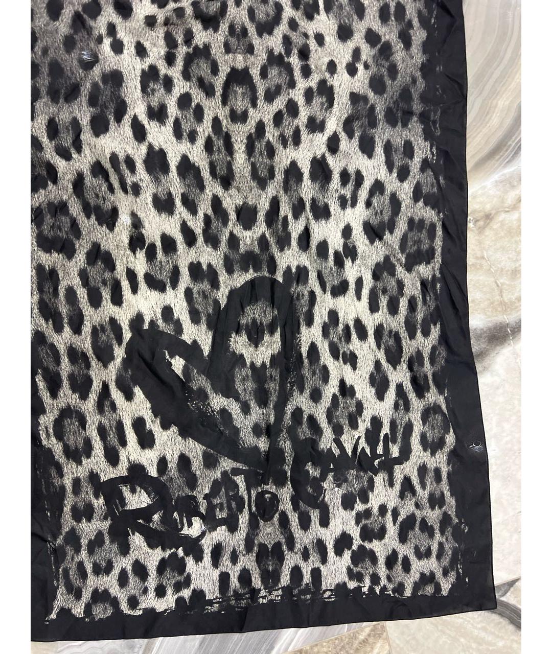 ROBERTO CAVALLI Антрацитовый шелковый шарф, фото 2