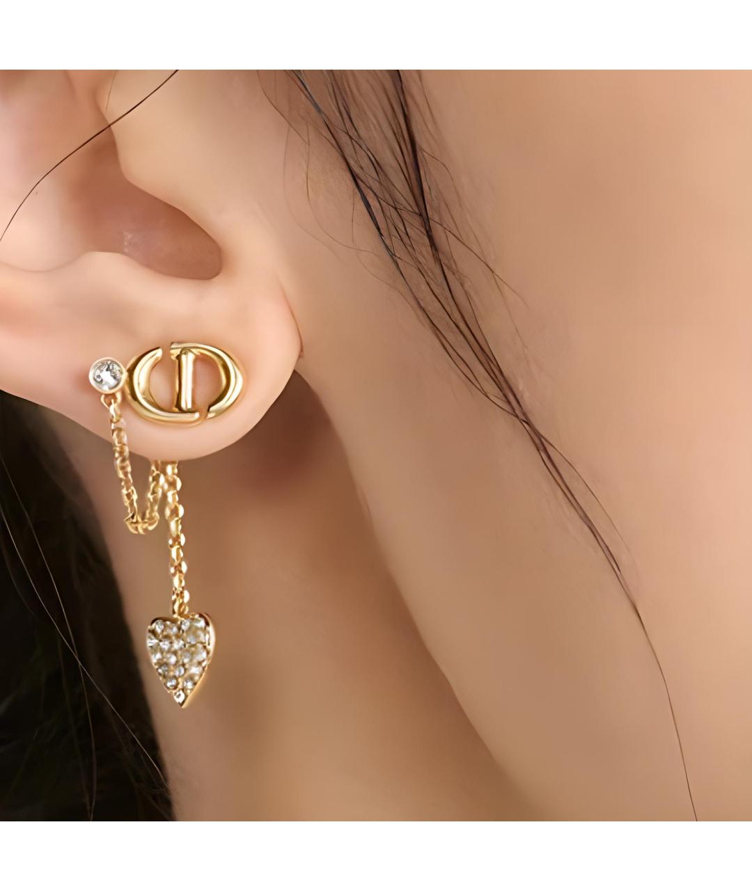 CHRISTIAN DIOR Золотые металлические серьги, фото 2