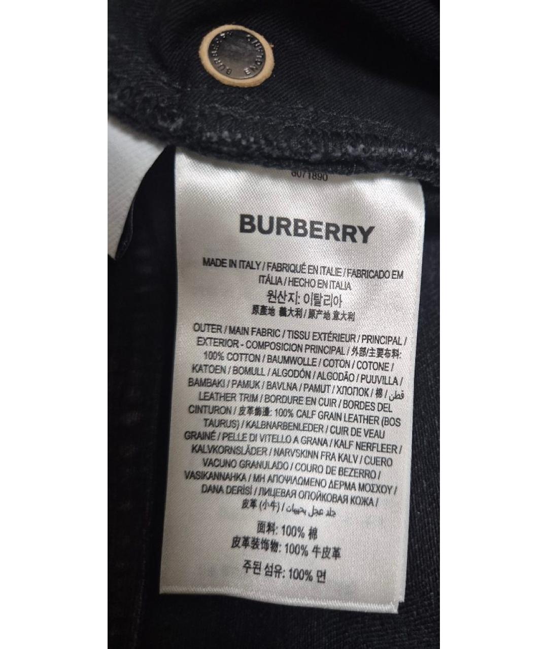 BURBERRY Черные хлопковые прямые джинсы, фото 8
