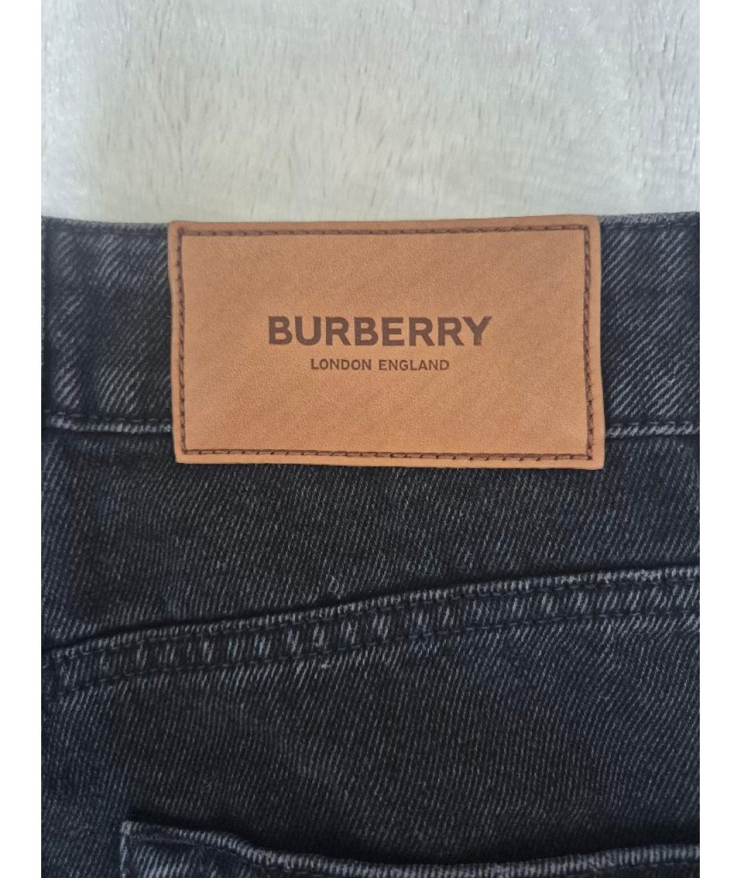 BURBERRY Черные хлопковые прямые джинсы, фото 7