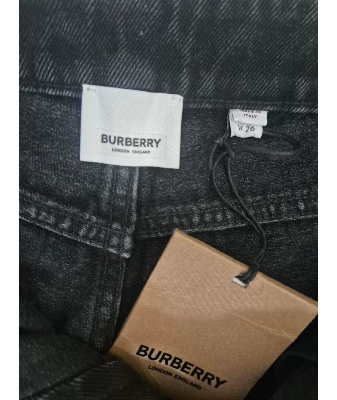 BURBERRY Черные хлопковые прямые джинсы, фото 3