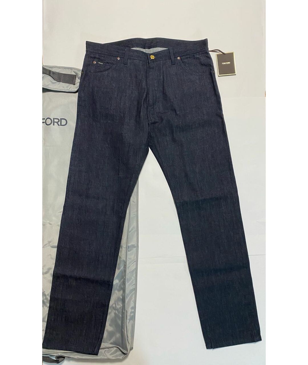 TOM FORD Темно-синие хлопковые прямые джинсы, фото 9