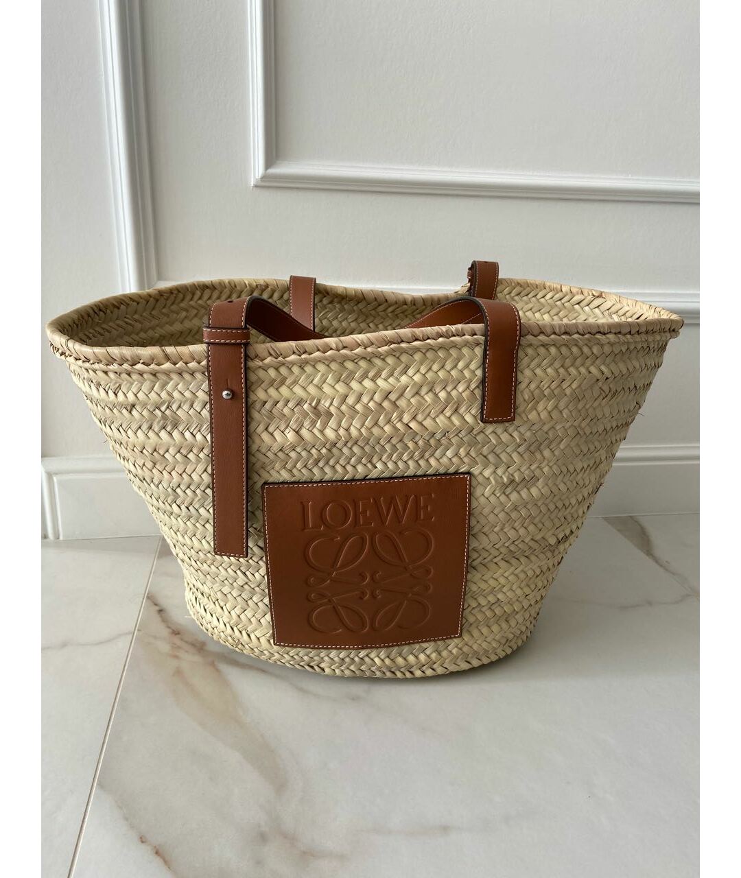 LOEWE Коричневая пелетеная пляжная сумка, фото 5