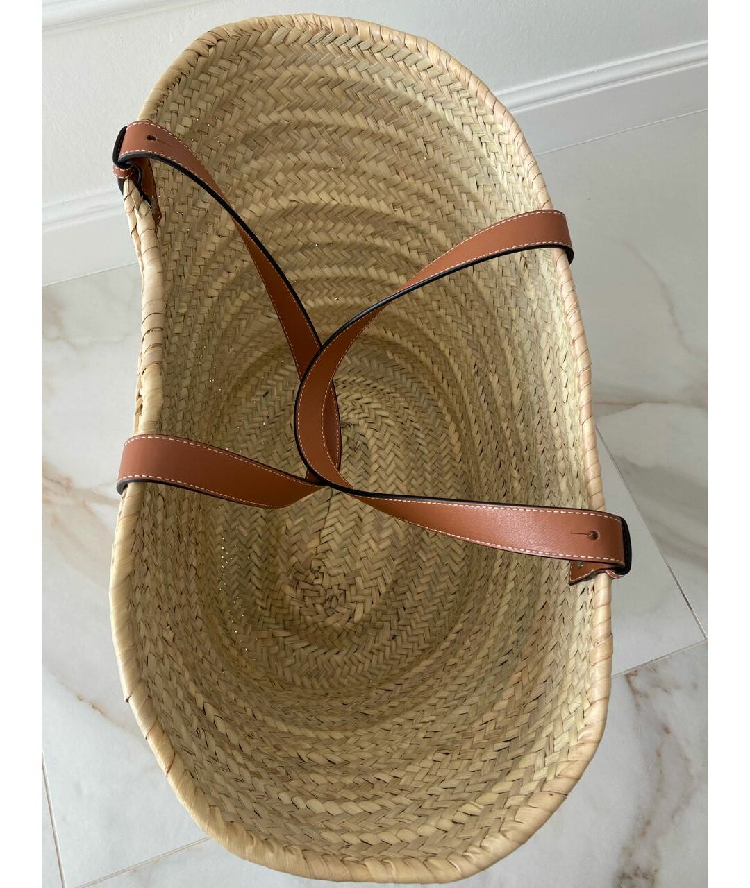 LOEWE Коричневая пелетеная пляжная сумка, фото 3