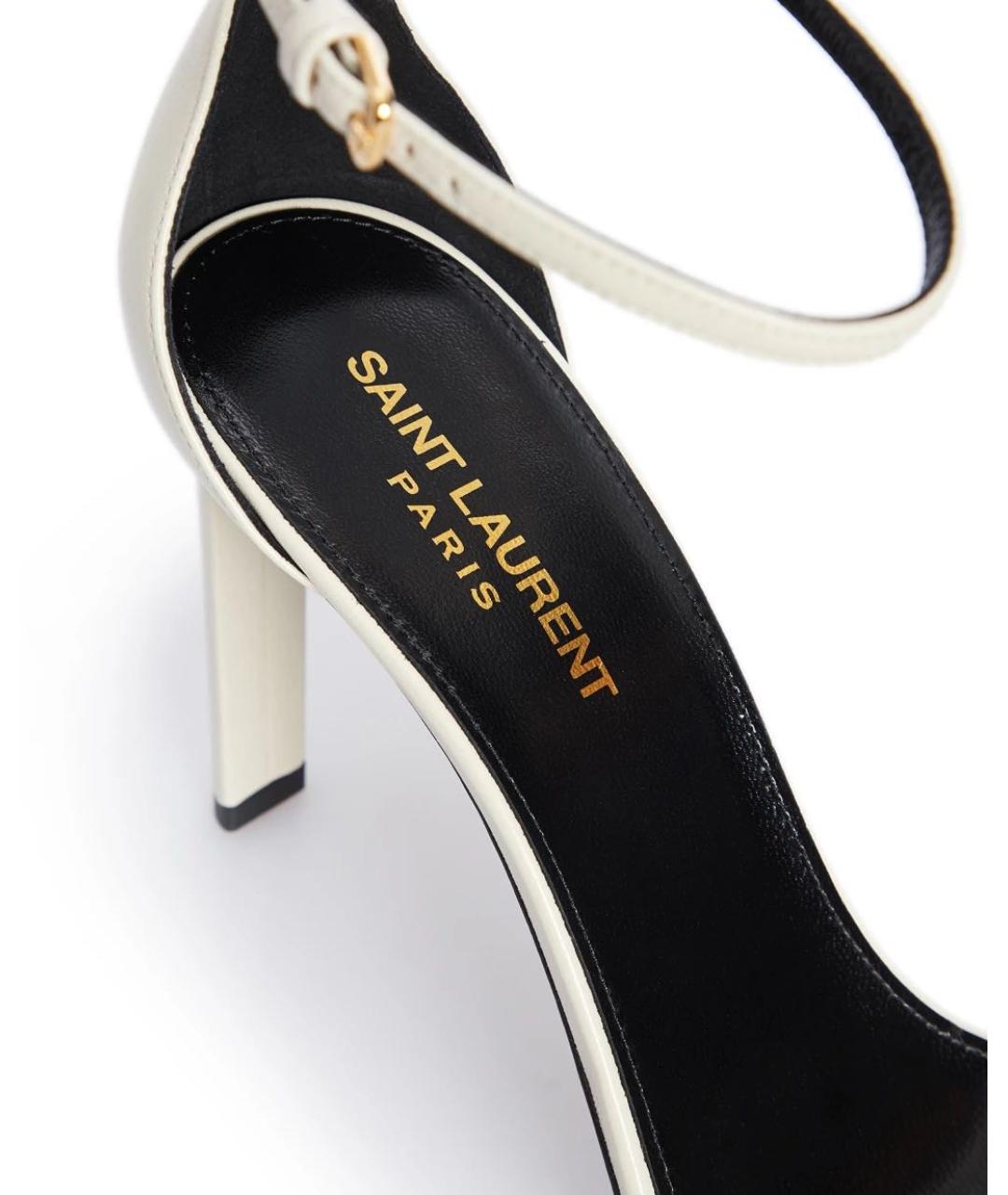 SAINT LAURENT Белые кожаные босоножки, фото 3