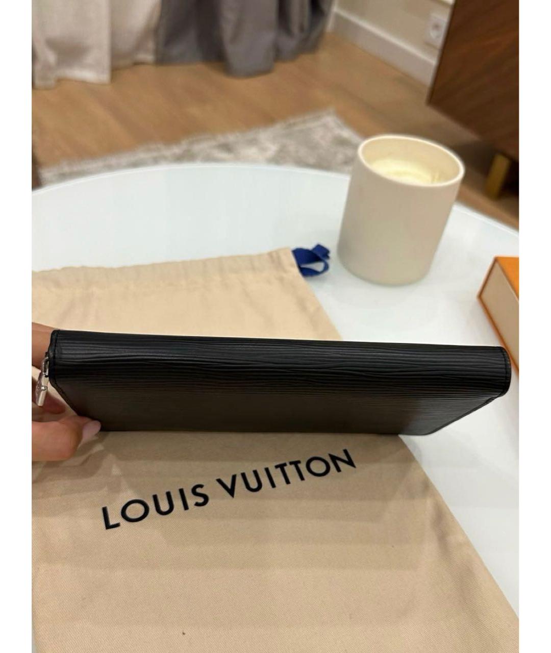 LOUIS VUITTON Черный кожаный кошелек, фото 7