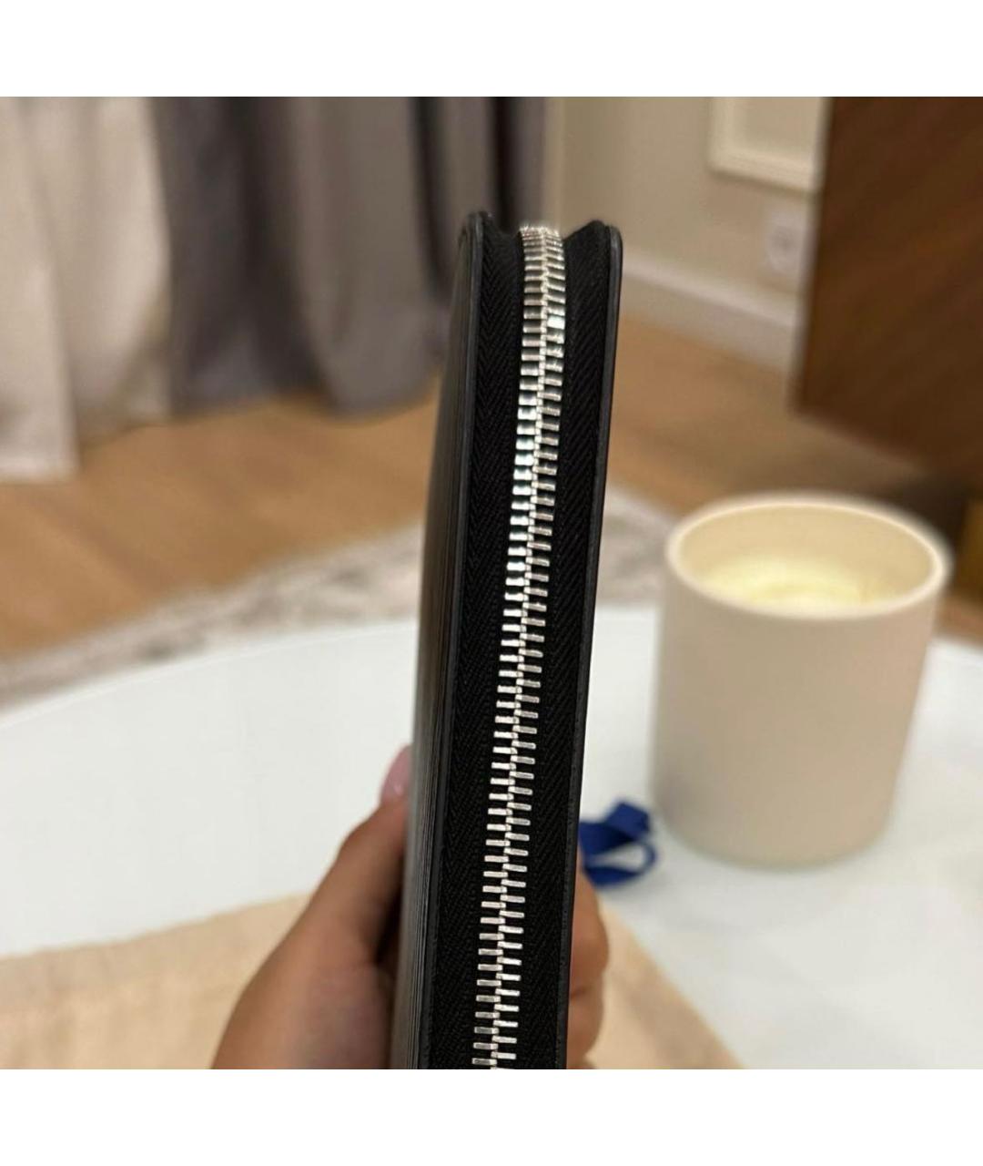 LOUIS VUITTON Черный кожаный кошелек, фото 6