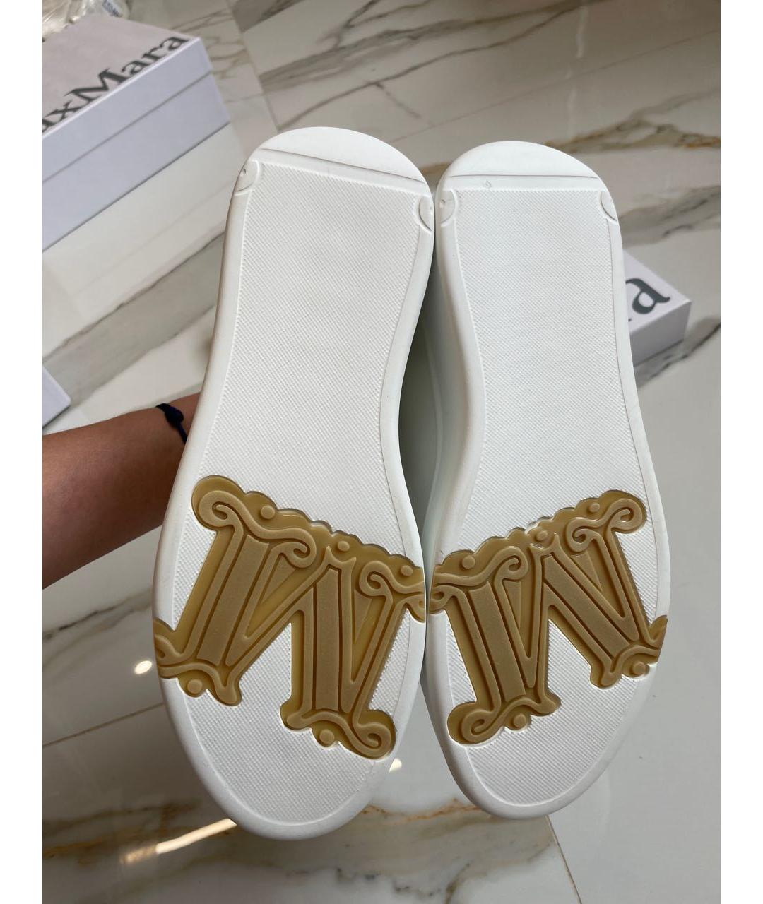 MAX MARA Белые кожаные кроссовки, фото 4