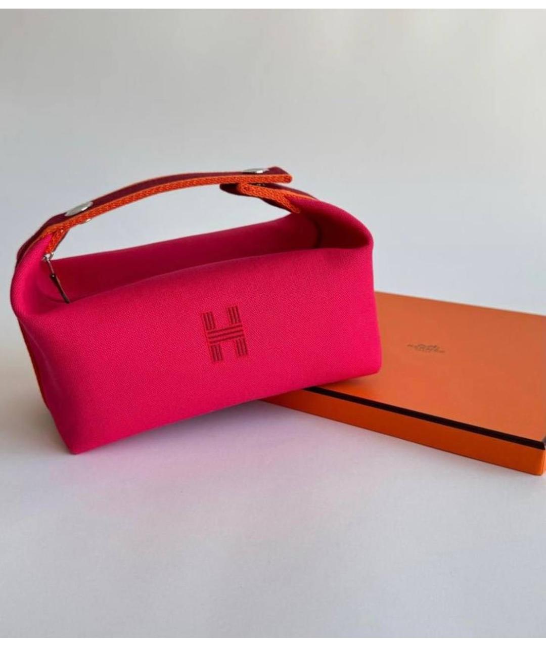 HERMES Розовая хлопковая косметичка, фото 3