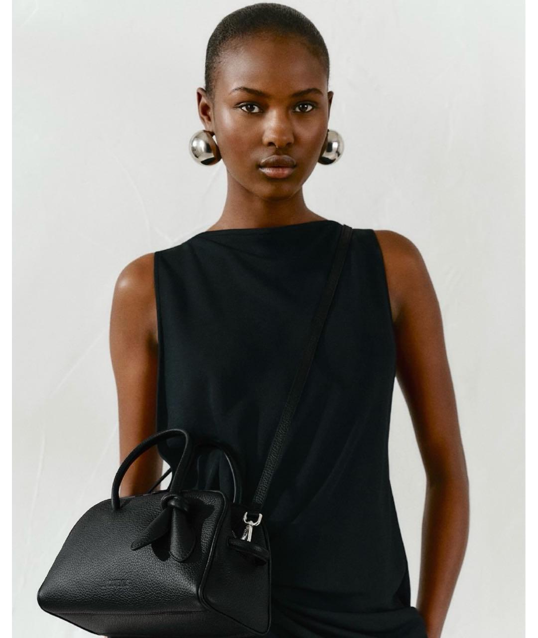JACQUEMUS Черная кожаная сумка с короткими ручками, фото 8