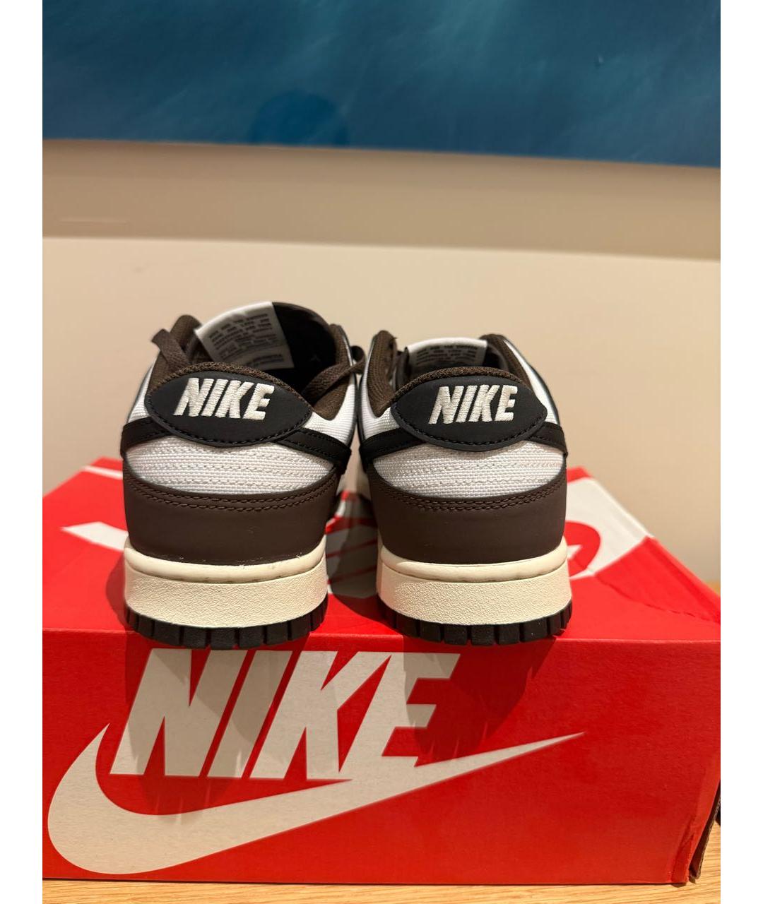 NIKE Коричневые низкие кроссовки / кеды из искусственной кожи, фото 4