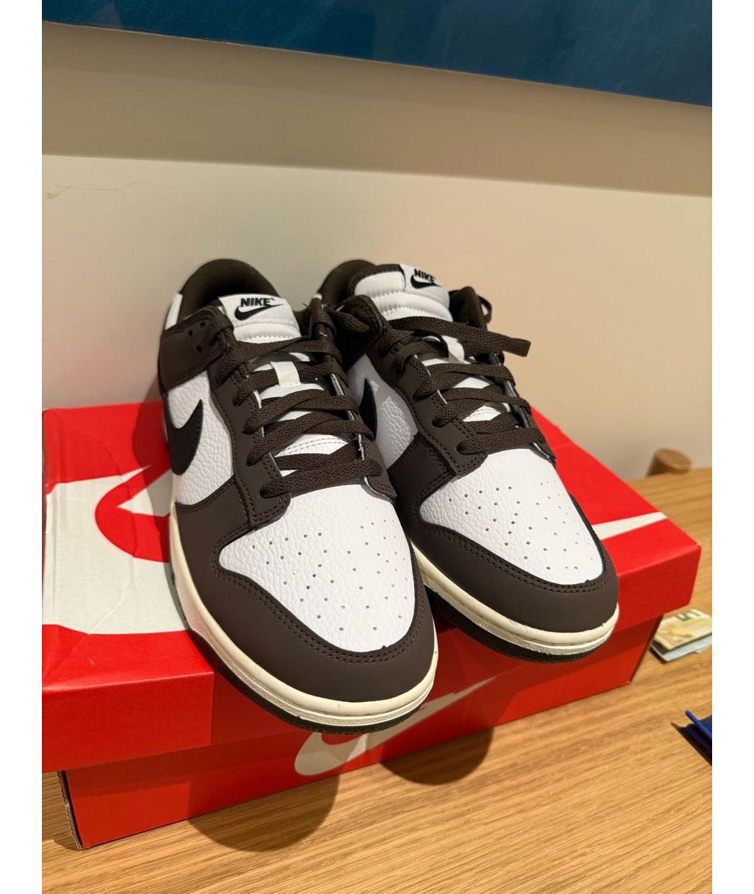 NIKE Коричневые низкие кроссовки / кеды из искусственной кожи, фото 2