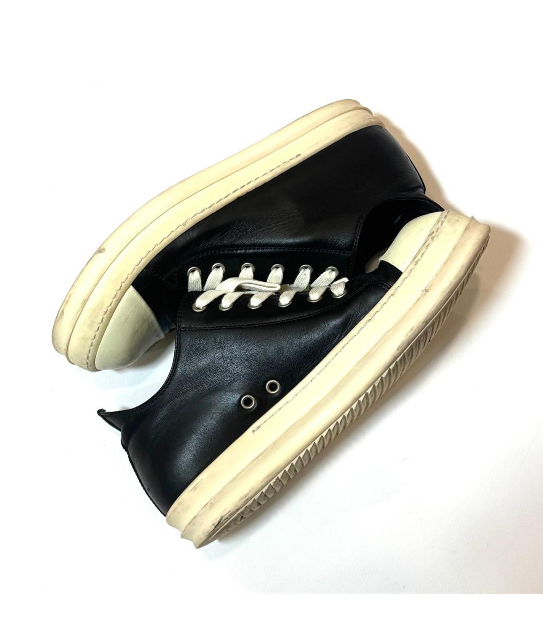 RICK OWENS Черные кожаные низкие кроссовки / кеды, фото 4