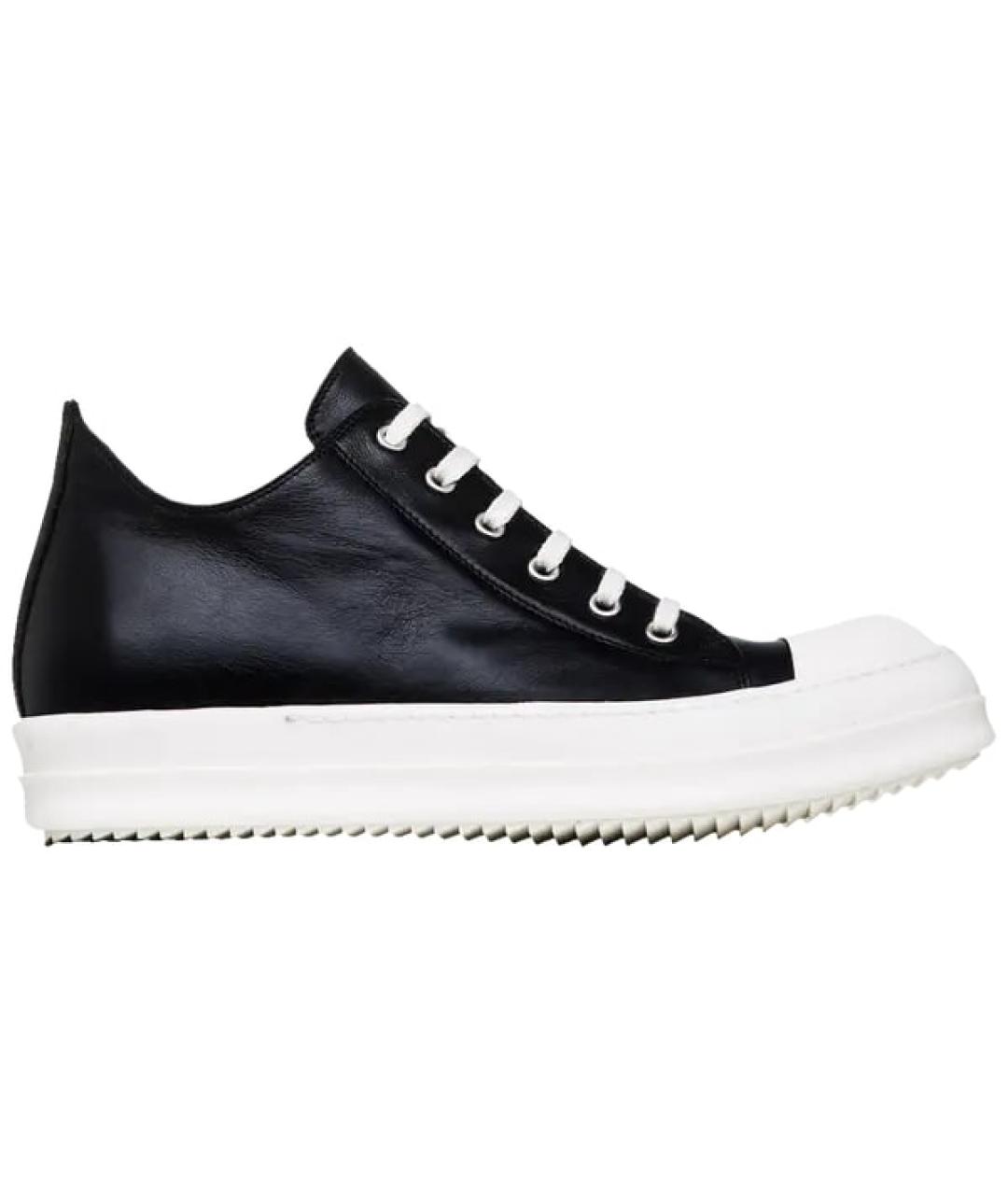 RICK OWENS Черные кожаные низкие кроссовки / кеды, фото 10