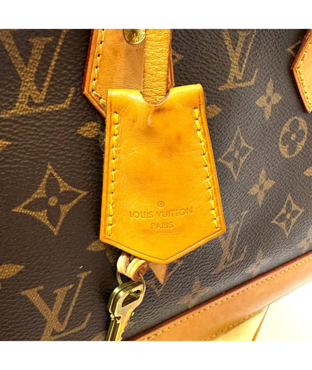 LOUIS VUITTON Коричневая кожаная сумка с короткими ручками, фото 6