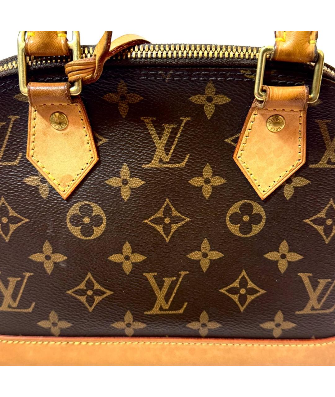 LOUIS VUITTON Коричневая кожаная сумка с короткими ручками, фото 4