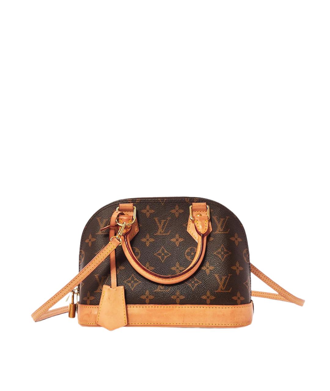 LOUIS VUITTON Коричневая кожаная сумка с короткими ручками, фото 10