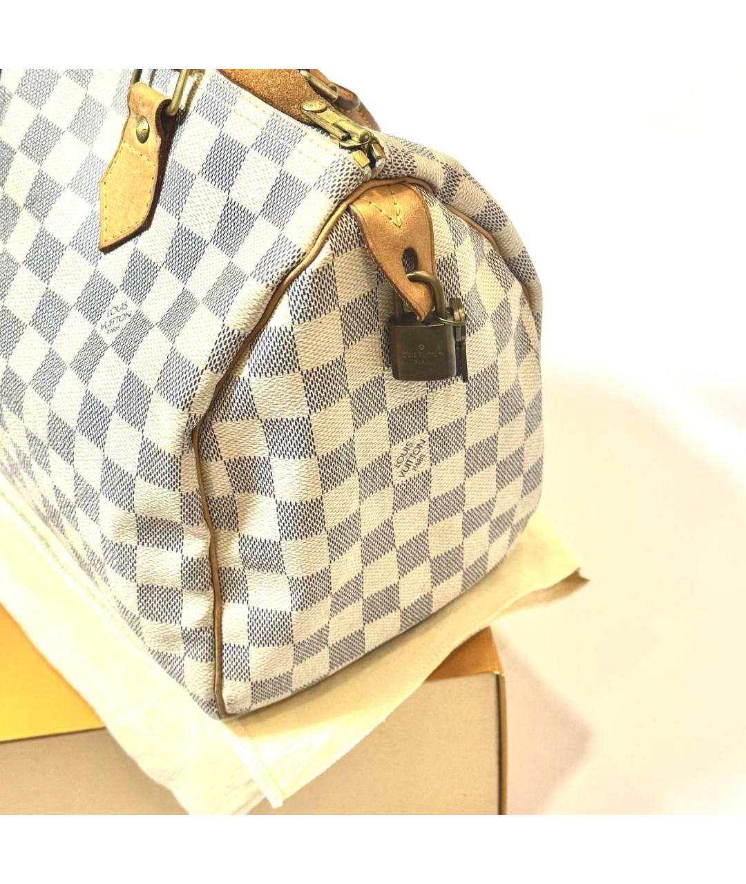 LOUIS VUITTON Белая кожаная сумка с короткими ручками, фото 3