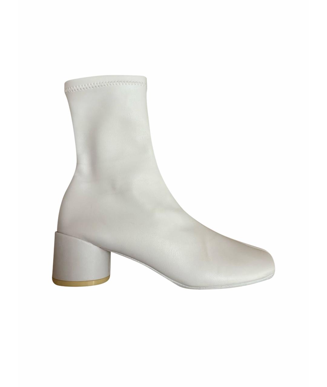 MM6 MAISON MARGIELA Белые кожаные полусапоги, фото 1