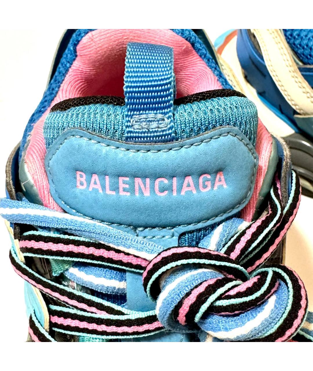 BALENCIAGA Синие кожаные низкие кроссовки / кеды, фото 5