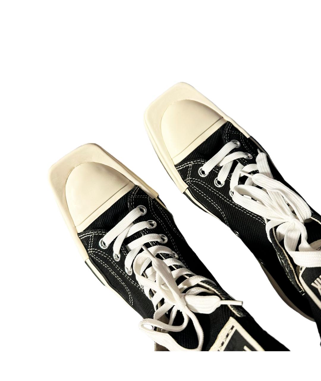 RICK OWENS DRKSHDW Черные текстильные низкие кроссовки / кеды, фото 4