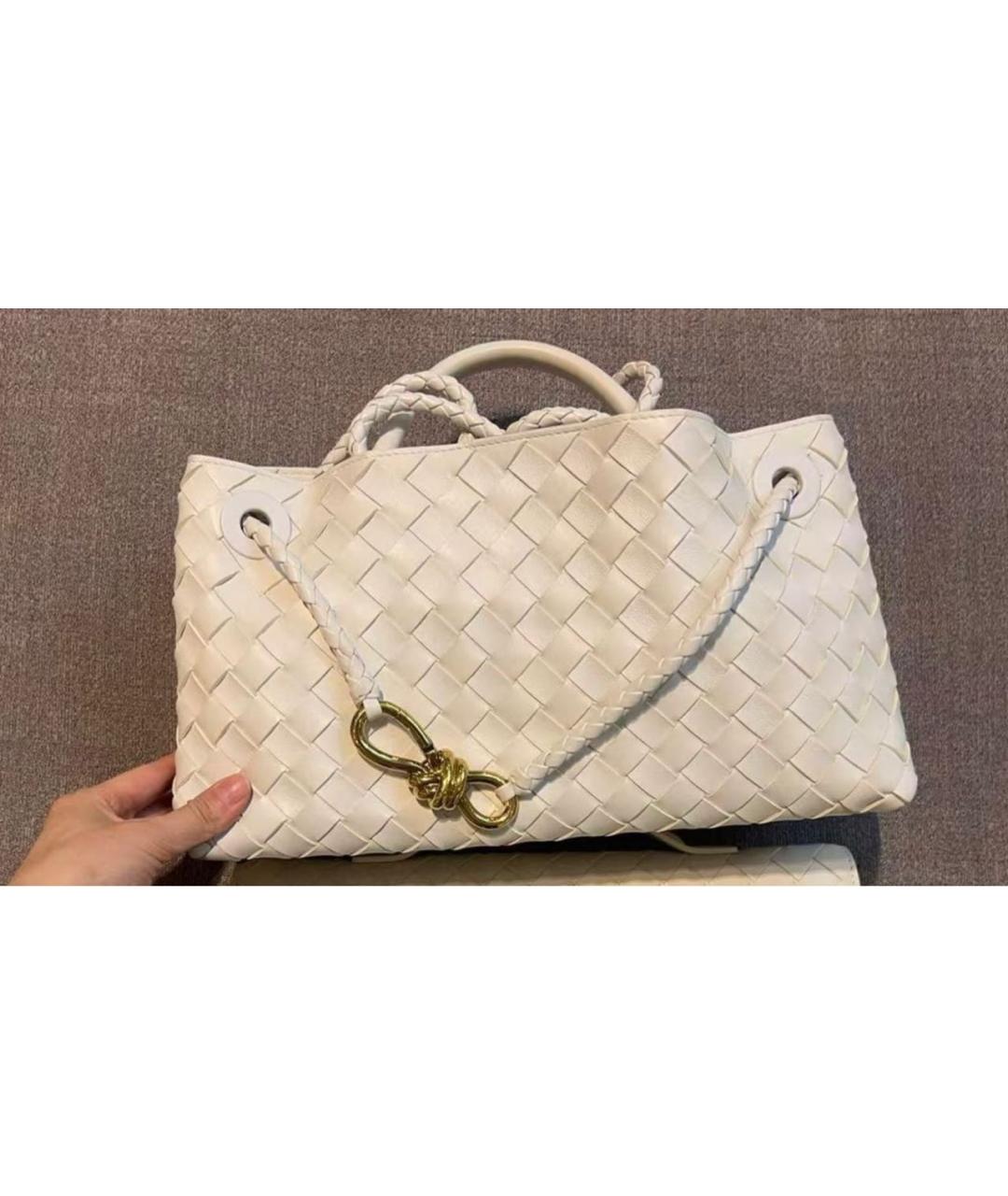 BOTTEGA VENETA Белая кожаная сумка тоут, фото 4